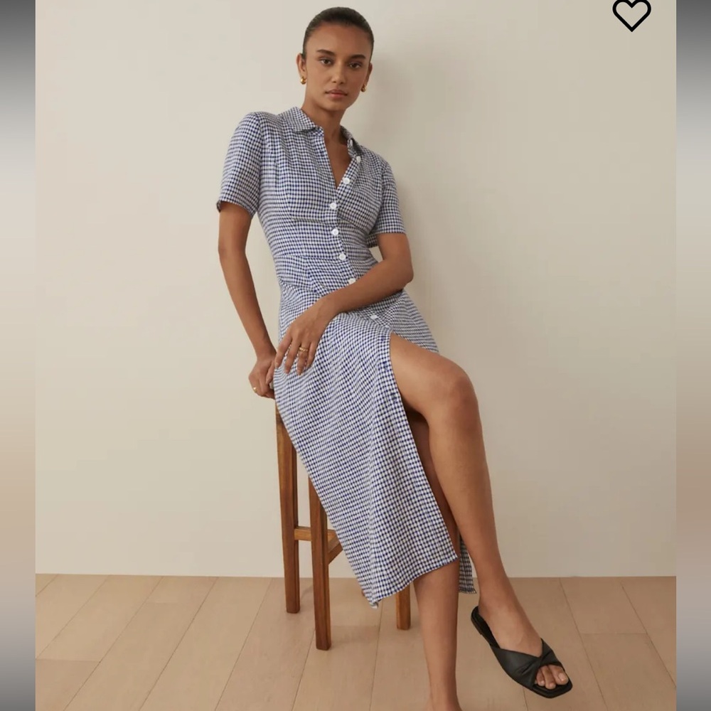 Reformation Marianne Linen Dress Challah Check - Size 0